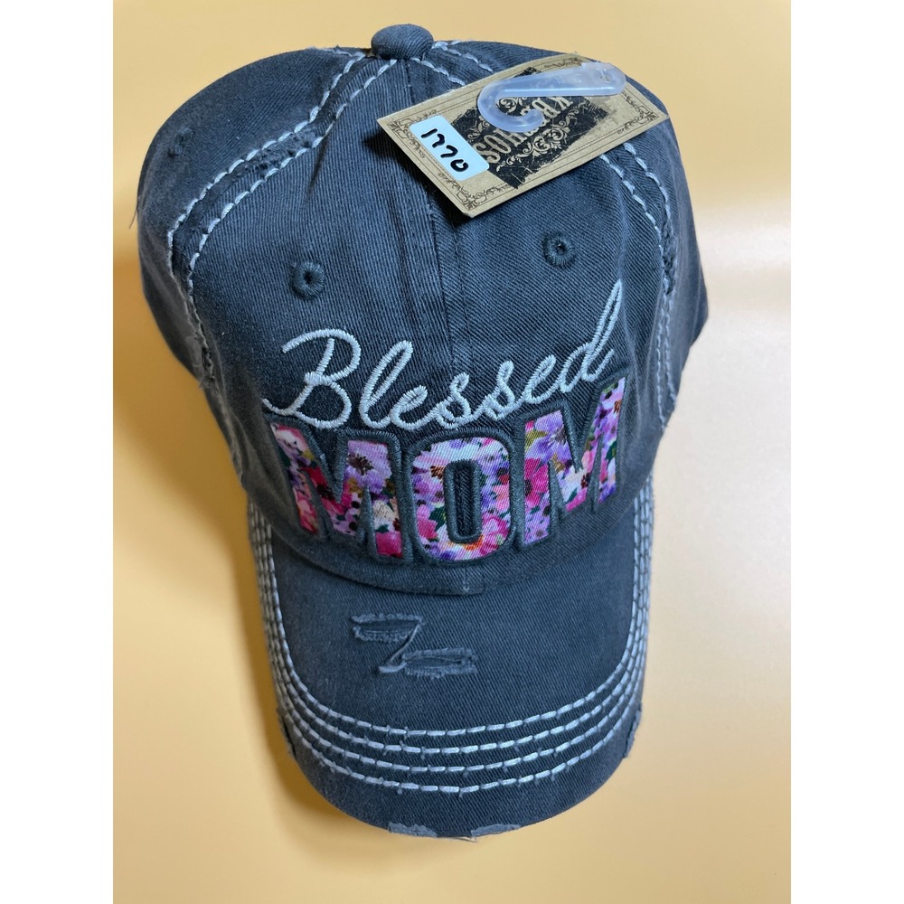 KBETHOS Baseball Cap Womens OSFM‎ Grey NWT Blessed Mom Floral Distressed Hat